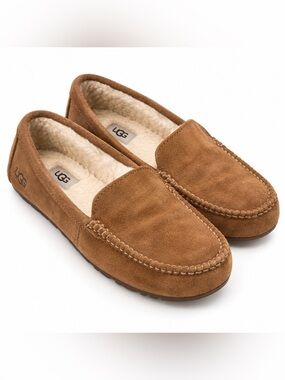 UGG Brown Suede Shearling Moccasin Slippers Women’s Size 9